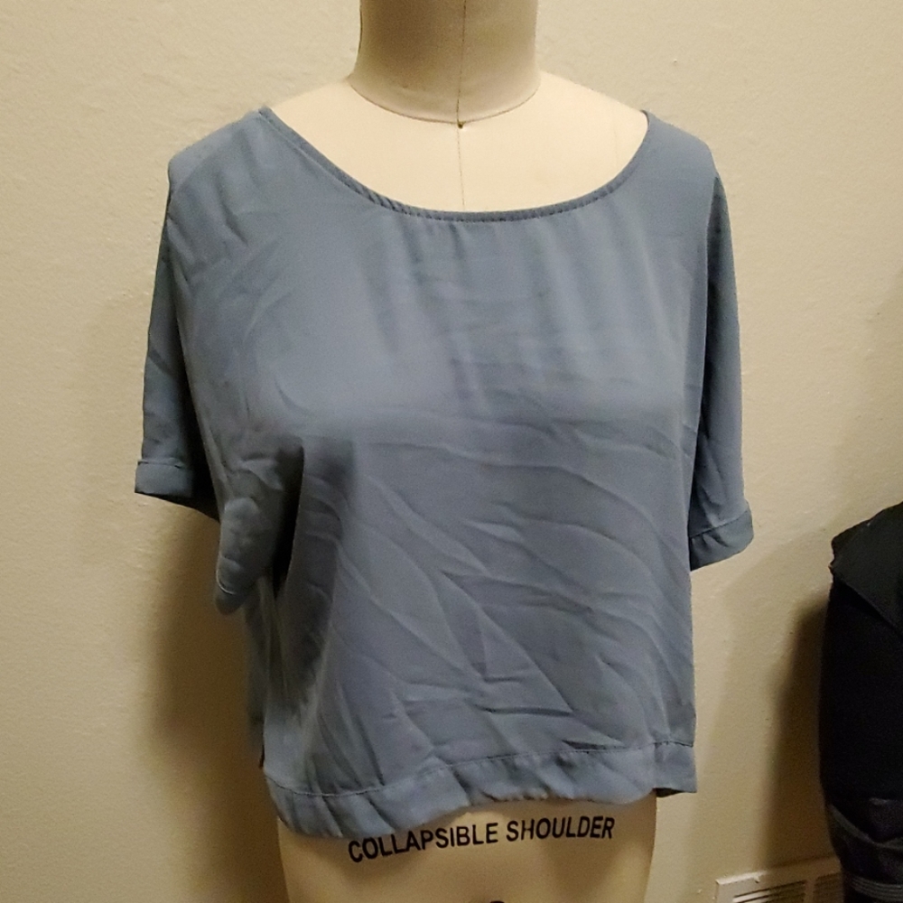 Blue Crop Blouse